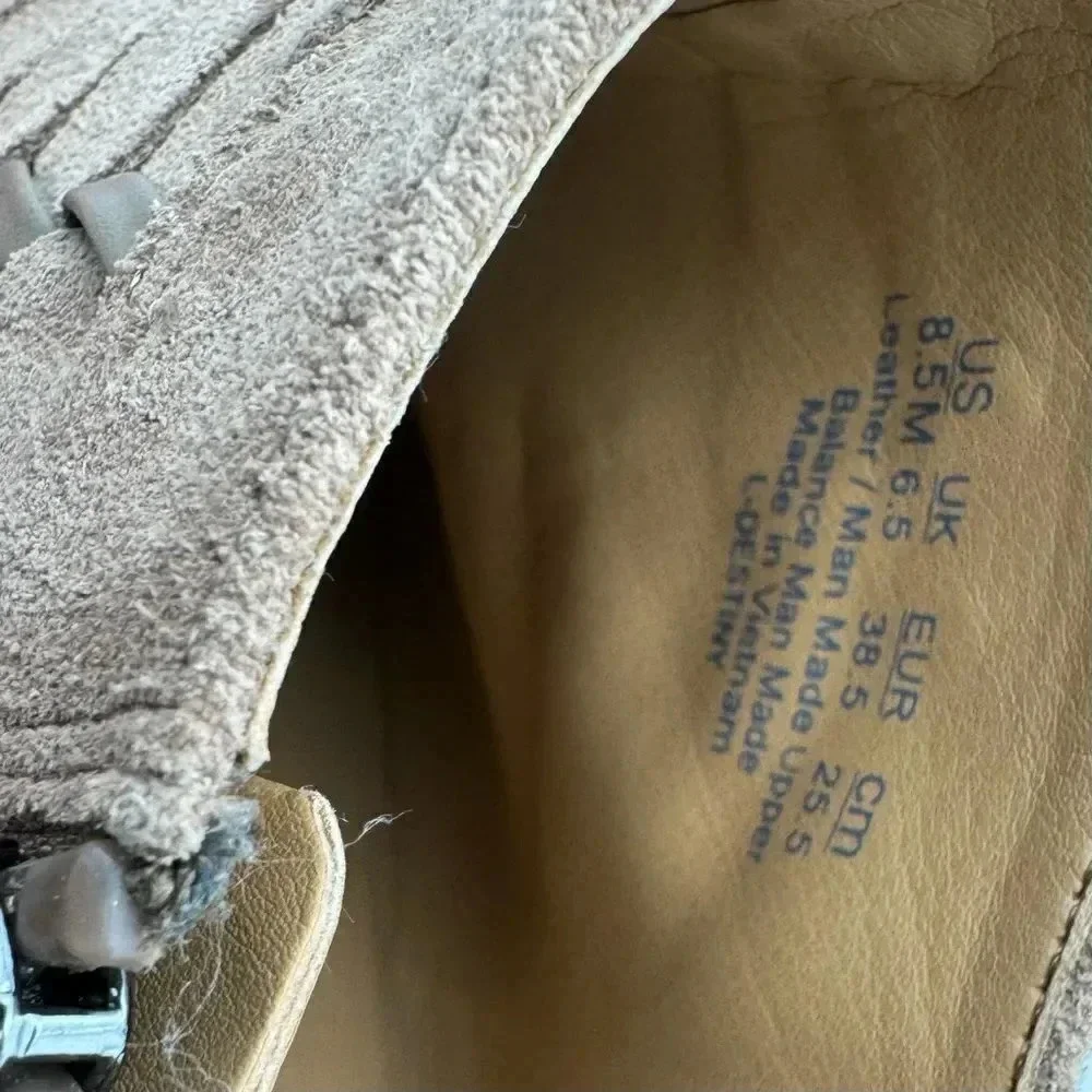 FRANCO SARTO Destiny Suede Leather Boot  Topstitch Taupe Ankle Boots Size 8.5